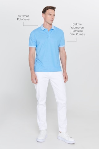 Ac&Co / Altınyıldız Classics 4A4820200047Mavm Düğmeli Polo Yaka Cepsiz Slim Fit Erkek Tişört Mavi