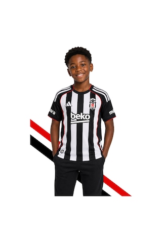 Lisanslı Adidas Beşiktaş Forma 25-26 Sezon Çubuklu Çocuk Forması Uv Baskı Kutu Siyah-beyaz