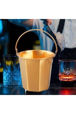 Homyl Şampanya Restoran Barı Için Buz Kovası Hafif İçecek Altın 1.1l