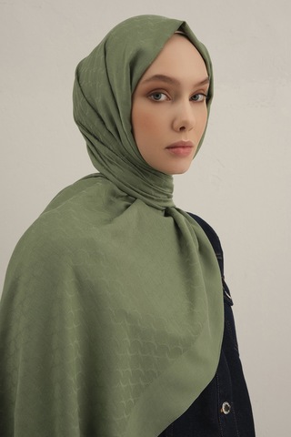 Armine Yeşil Link Desen Bambu Cotton Şal 48 Yeşil
