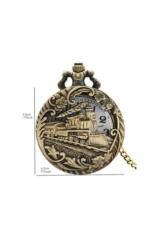 Kişiye Özel Vintage Buharlı Tren Tasarımlı Bronz Cep Saati Zincirli Antika Görünümlü Hediye Saat