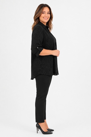 Bihan Store Kadın Apoletli Simli Gömlek Bluz İkili Takım Y26-50132 - Siyah SİYAH