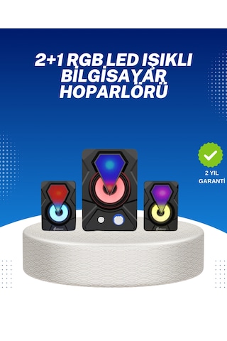 Rgb - 811 - Işıklı Usb Hoparlör Seti 9w Çıkış Gücü - Csmo-tex - Derin Bas