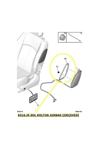 8216J5 ÖN SOL KOLTUK HAVA YASTĞI ÇERÇEVESİ 206 - 206+
