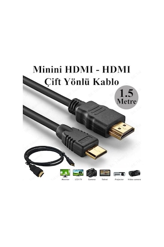 Mini Hdmı-Hdmı Yüksek Çözünürlüklü Tablet Video Kablosu 1.5 Metre