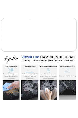70x30cm Logosuz Beyaz İlyukamp347030 Büyük Boy Xl Gaming Mousepad