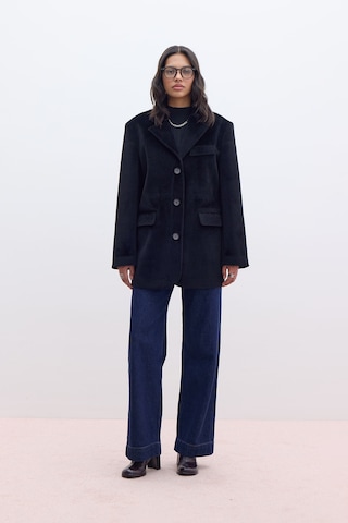 Kemerli Kaşe Ceket Siyah Siyah