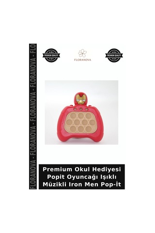 Premium Okul Hediyesi Popit Oyuncağı Işıklı Müzikli Iron Men Pop-it