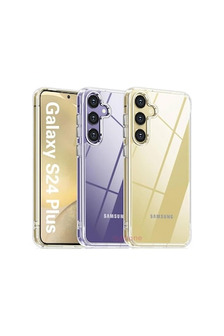 Samsung Galaxy Uyumlu S24 Plus Kılıf Clear Şeffaf Sararmaz Renksiz Silikon Esnek Dört Köşe Tam Koruma Case Resimde Görünen