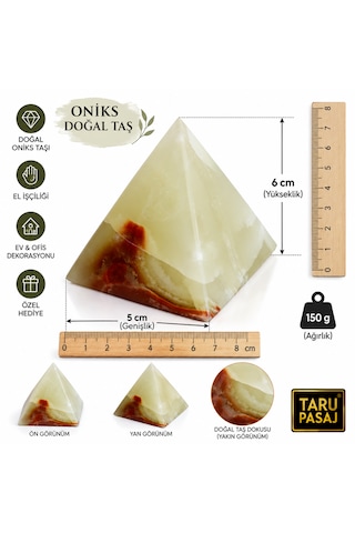 Doğal Oniks Taş Piramit 2 İnç 6x5 Cm El Yapımı Dekoratif Enerji Taşı Yeşil