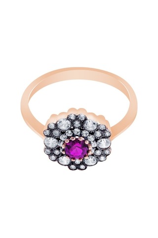 Diamond Line - Gülaylar - Altın 14 Ayar Elmas Görünümlü Yüzük (532068912)
