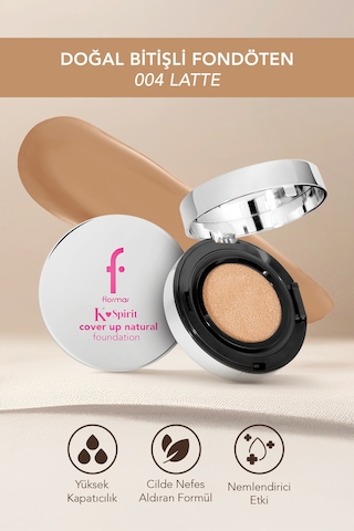 Flormar K-Spirit Cover Up Yüksek Kapatıcı & Uzun Süre Kalıcı Doğal Bitişli Fondöten 004 Latte