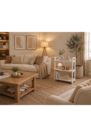 Pema Home %100 Mdf Modern Minimalist 3 Raflı Çok Amaçlı Dekoratif Düzenleyici Kitaplık Beyaz