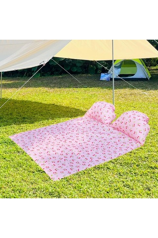 Homyl Baş Destekli Piknik Örtüsü Çim Yürüyüşü İçin Kiraz 145x210cm Çok Renkli