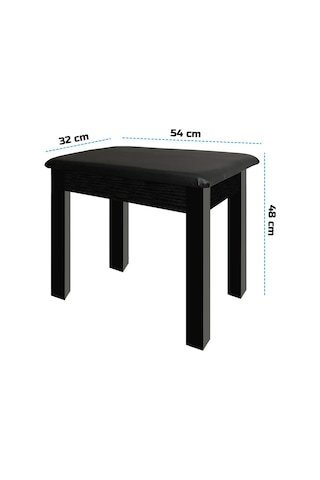 Midex TBX-144BK Gizli Bölmeli Piyano Taburesi Siyah (32x54x48)