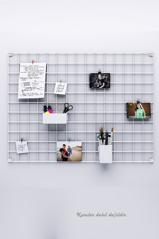 80x60 Tel Pano Metal Fotoğraf Askısı Beyaz 4 Mandal 2 Fotoğraf Kıskacı Hediyeli 60 x 80 CM