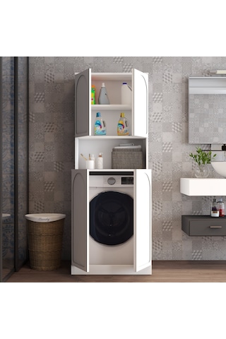 Lyon Çamaşır Makinesi Dolabı V101 - Beyaz Beyaz