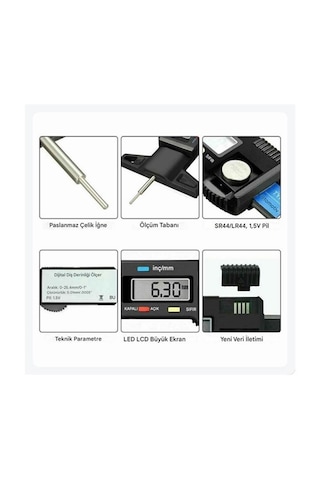 0-25.4mm Dijital Göstergeli Araç Lastik Diş Derinlik Ölçer Kumpası