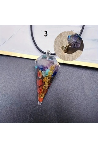 7 Taşlı Çakra Kolye Ruhsal Enerji Dengeleyici, Doğal Taşlardan Çok REnkli