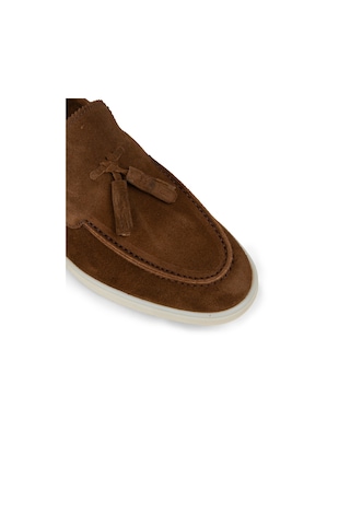 Deery Erkek Hakiki Süet Taba Rengi Püsküllü Loafer - 02027mtbac01 Taba