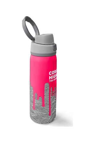 Coral High Kids Pembe Siyah Beyaz Desenli Pipetli Ve Direkt İçim Çelik Termos 800 Ml 38539 Çok Renkli