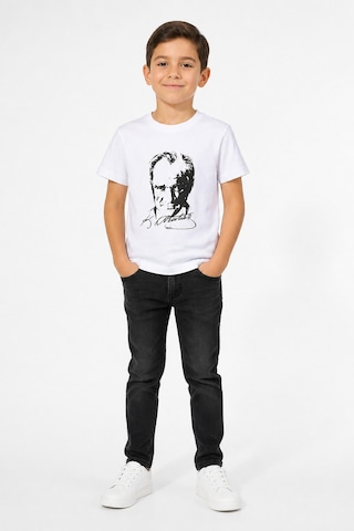 Eray Alp Kids Unisex Çocuk Baskılı Atatürk Tişört Yazlık Günlük Model Siyah