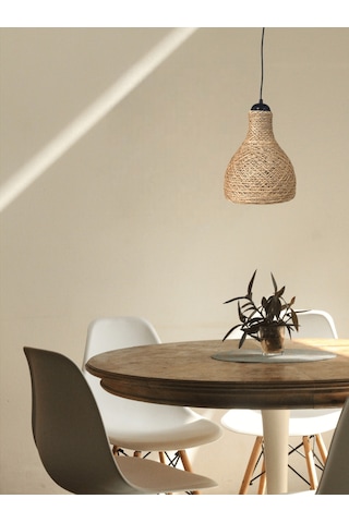 Tek-iş 23 Cm X 27 Cm X 87 Rustik Jüt Halatlı Sarkıt Lamba Avize Keten Ip Başlık Küre Top Sarkıt Avize Huni