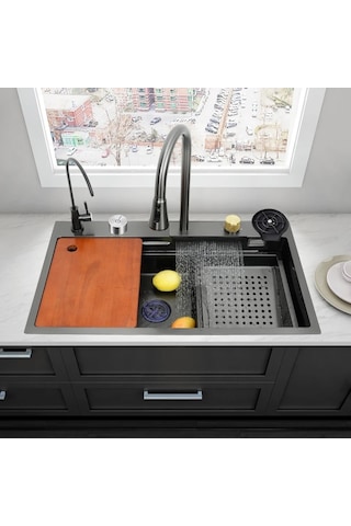 Eviye Seti Ve Bataryası Teknolojik Antrasit Gri Çelik 6 Fonksiyon