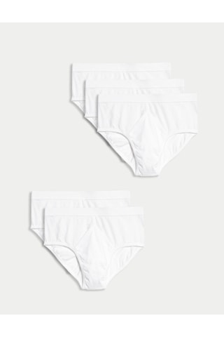 Marks & Spencer 5 Li Cotton Rich Cool & Fresh Regular Fit Erkek Brief Külot Seti T14006901v Beyaz