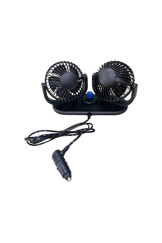 12v Vantilatör 4 '' Çakmak Fişli Torpido Üstü Çift Devre 360 Ayarlanabilir 255 110 140 Mm