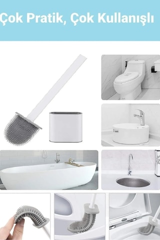 Beyaz Renk Silikon Tuvalet Fırçası / Bükülebilir Pratik Silikon Wc Klozet Fırçası