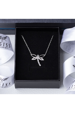 Yusufçuk Baget Taşlı Model 925 Ayar Gümüş Kadın Kolye Gümüş - Rodyum