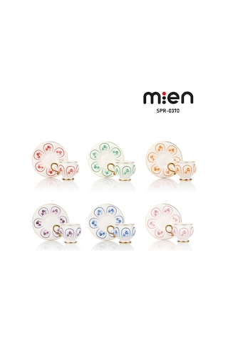 Mien 6 Lı Kabartmalı Porselen Türk Kahve Fincan Takımı 90 Ml Beyaz
