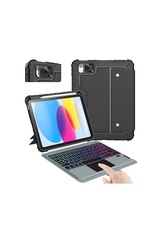 Nillkin İpad 11. Nesil A16 /10. Nesil Klavyeli Kılıf 10.9 İnç, Kalem Tutucu, 7 Renkli Arkadan Aydınlatmalı, Sihirli İzleme Dörtgeni, Ayarlanabilir Stand, İpad 11./10. Nesil 2025/2022 İçin