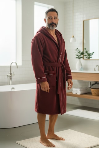 % 100 Pamuklu Laodikeia Kapşonlu Unisex Kadın Erkek Bornoz Bordo