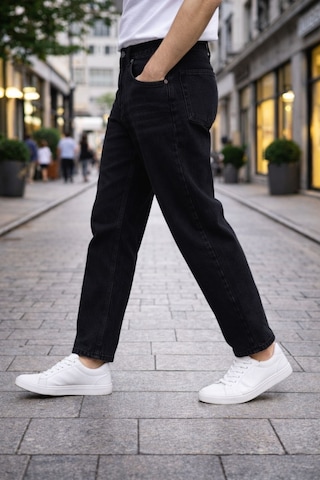 Cedy Denim Dar Paça Erkek Yüksek Bel Kot Pantolon - Salaş Mom Jean C333 Siyah