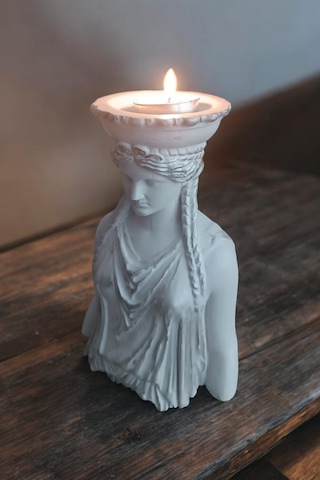 Dekoratif Masa Üstü Karyadit Kızı Hediyeli Bacasız Şömine Gri