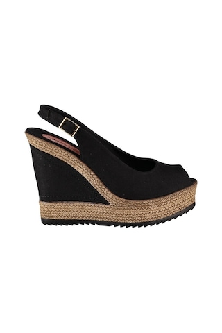 Fox Shoes Siyah Kadın Dolgu Topuklu Ayakkabı 9674070805