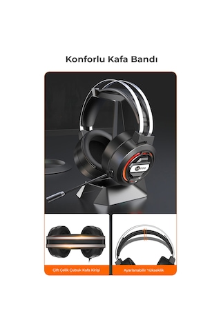 Lecoo HT401 3.5MM Jack+ USB Kulak Üstü RGB LED Aydınlatmalı Kablolu Gaming Kulaklık