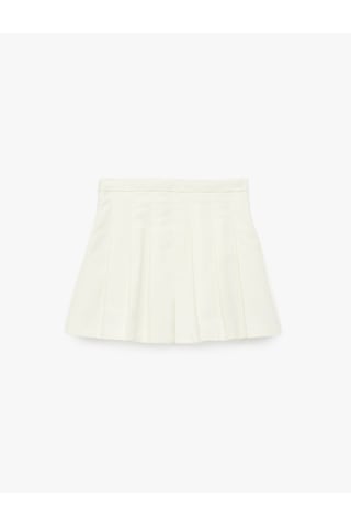 Koton Pamuklu Kalın Pileli Basic Mini Etek Ekru 6skg70007aw Ekru