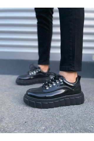 Dmr Elegance Jy010 Cloud Bağcıklı Rugan Erkek Günlük Sneaker Ayakkabı Rst - Siyah