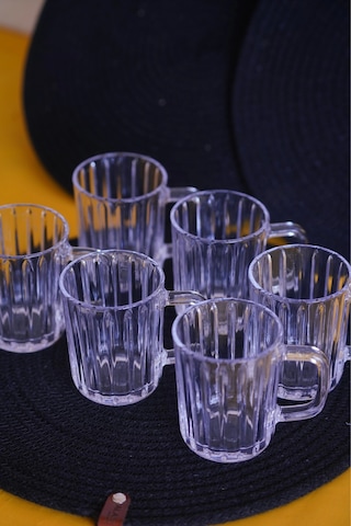 Panayır Home Blinkmax Kulplu Şeffaf 6'lı Fincan Bardak Gls-209 Şeffaf