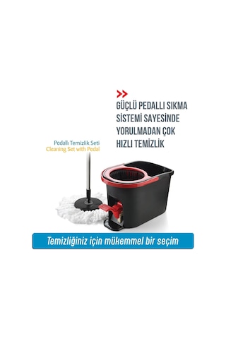 Grimorlife Ultra Güçlü Pedallı Döner Başlıklı Mop Temizlik Seti 16 Litre