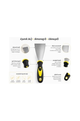 Paslanmaz Çelik İnşaat Spatulası, 75 Mm Genişlikte Plastik Sap İle 001 Siyah