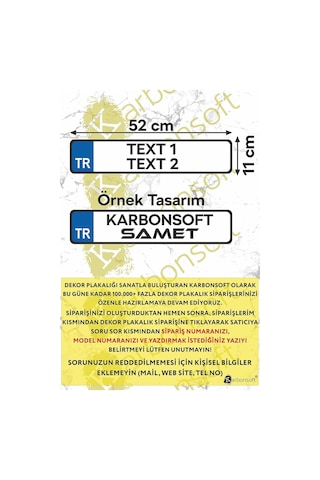 Karbonsoft Kişiye Özel Ahşap Dekor Plaka, Araba Plaka, Isimli Plaka, Cam Önü Plakası, Aksesuar Plaka Karbonnm500