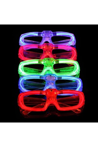 Yeşil Led Işıklı Parti Gözlüğü 3 Modlu Glow - Gece Eğlence Gözlüğü Yetişkin