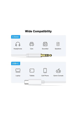 Type-c To 3.5 Mm Aux Audio Kablo Araç İçi Uyumlu Aux Kablosu Araç İçi Dönüştürücü