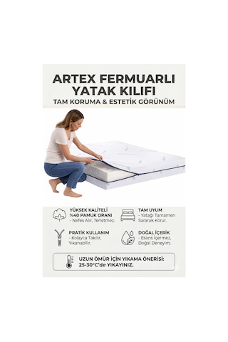Kılıf Nano 80x190 Yatak Kılıfı Koruyucusu Örtüsü Fermuarlı Kapitone Fit Zippered Mattress Cover Naturel