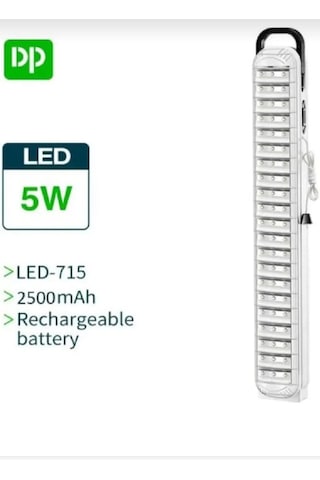 63 Ledli Çekmeli Ipli Fener Şarjlı Işıldak 2 Kademeli Aydınlatma Kamp El Feneri Beyaz