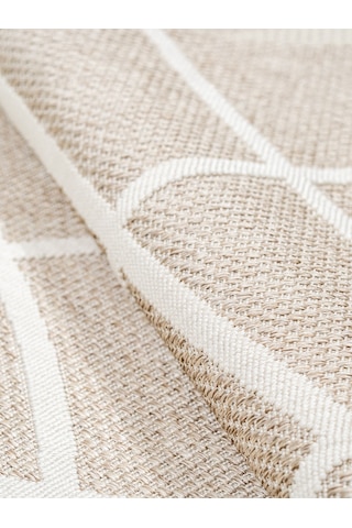 Modern Krem Geometrik Desenli Bej Sisal Halı Dokuma Salon Ve Mutfak Halısı Çok Renkli